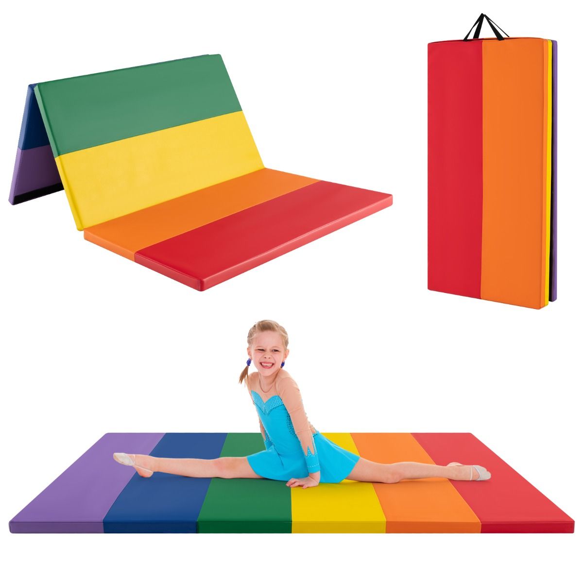 Coast Opvouwbare Turnmat - 3-voudig inklapbaar - 180 cm turnmat - multicolor
