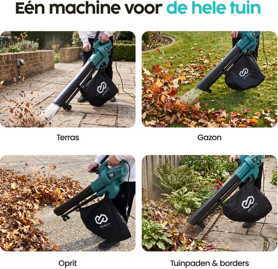 Infinity Goods Elektrische Bladblazer en Zuiger - 3500W - Versnipperfunctie - 45L Opvangzak - Op Snoer - 280 km/u Luchtsnelheid