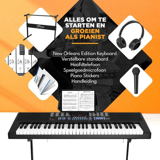 Finesse Keyboard Piano - Statief & Accessoires - 61 Keys - Digitale Piano - Elektrische Piano - Kind
