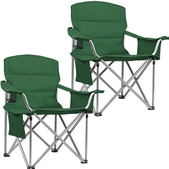 TRVLMORE Campingstoelen XL - Opvouwbaar - 2-Pack - 150KG Draagvermogen - Incl. Draagtas - Klapstoel - Visstoel - Kampeerstoel - Vouwstoel - Groen