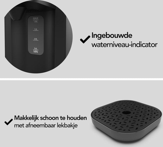 Aviro Heetwaterdispenser - Heetwatertap - 100°C - Luxe Instant Waterkoker - 2200W - 1,5L Zwart