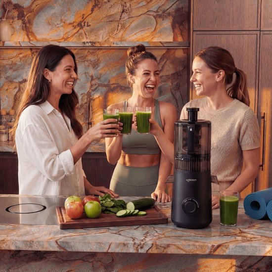 Safecourt Kitchen Slow Juicer XXL - krachtige motor [Pre-cutter & Cold-press technologie] - eenvoudige reiniging - BPA-vrij - sapcentrifuge Zwart