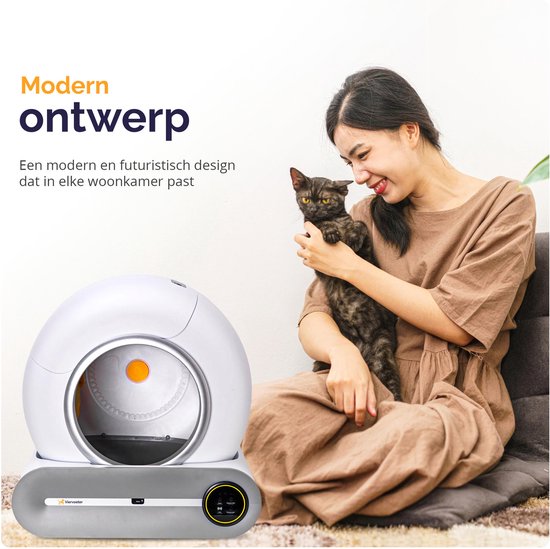 Viervoeter Automatische Kattenbak – Zelfreinigend – Bedienen via App – incl matje en 3 rollen opvangzakjes - 65L