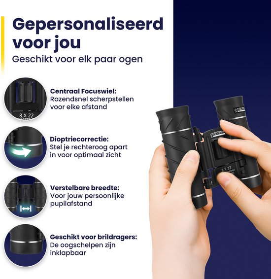 ODESSEY Compacte Verrekijker - met Etui, Onderhoudskit en Telefoonhouder - 8x22 - FMC - BAK-7 - voor Volwassenen & Kinderen