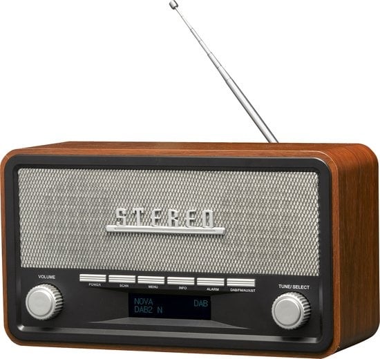 Denver DAB Radio - Retro Radio - Bluetooth - DAB+/ FM - Dimbaar - Batterijen & Netstroom - DAB18