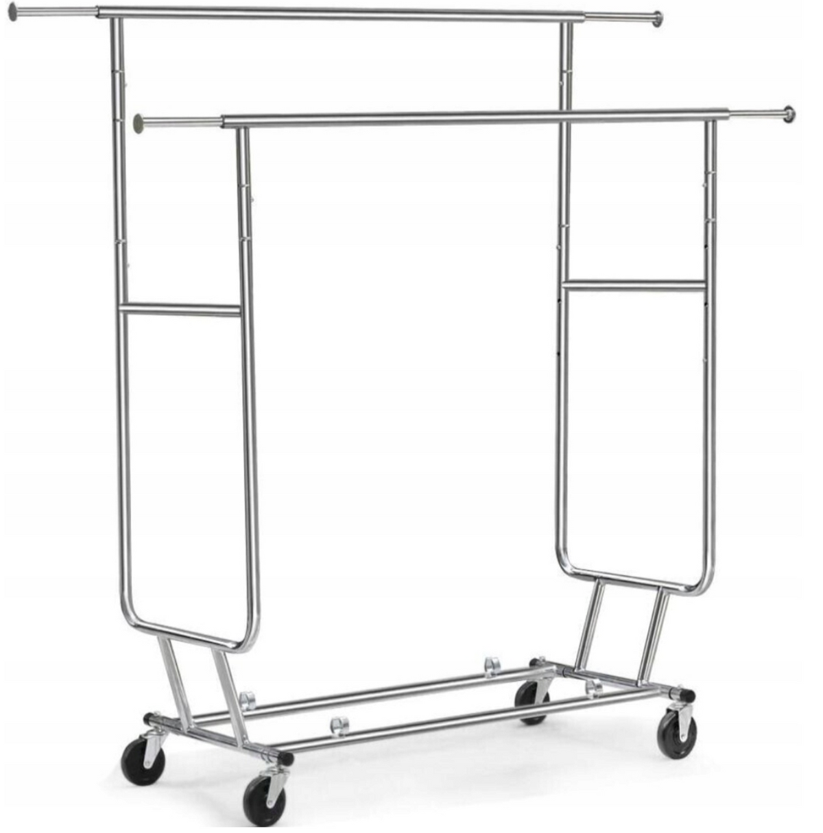 Yaheetech Kledingrek 128 x 55 x 173 cm - Zilver - Verrijdbaar - 130 kg - Dubbele Kledingstang