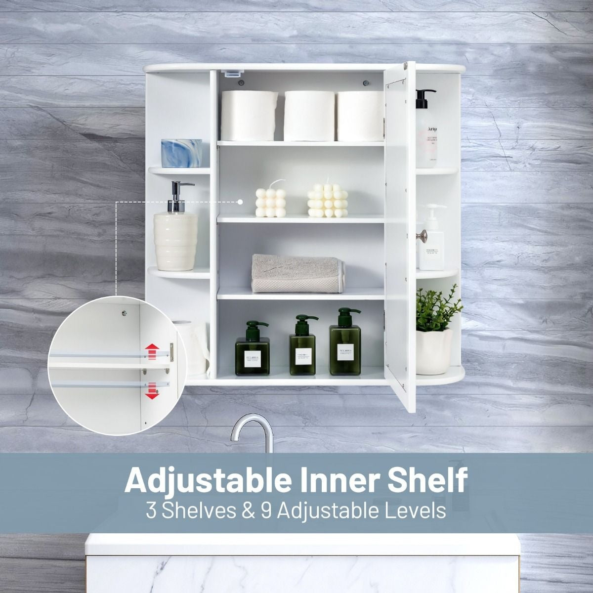 Coast Badkamerkast Met Spiegel - 65 x 17 x 64 cm - Wit
