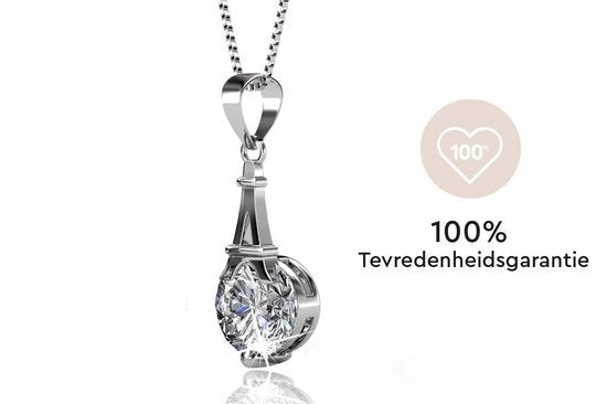 Yolora Dames Ketting met Kalpa Camaka Kristallen Hanger - Zilver kleurig - 18K Witgoud Verguld - Cadeauverpakking - Moederdag Cadeautje
