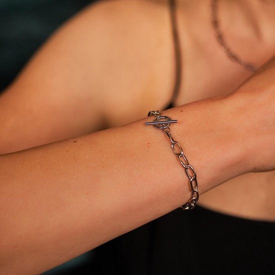 Laura Ferini Dames Armband Baciare Zilver - Zilverkleurige Schakelarmband - 18K Witgoud Verguld - Sieraad - Accessoires - Sieraden - Dames Armbandje - Zilver