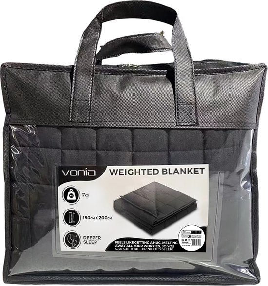 Vonia Verzwaringsdeken 7 kg - Verzwaarde Deken - Weighted Blanket - 150 x 200 cm – Zwart