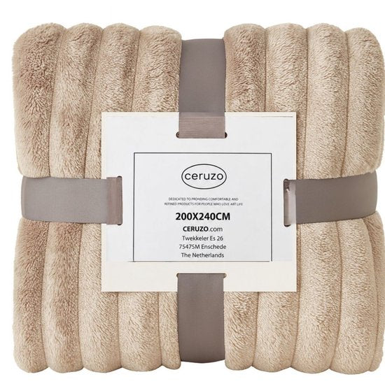 Ceruzo Fleece Deken 200x240 cm - XXL Plaid - Taupebruin - Zacht Fleece - Sprei 2persoonsbed
