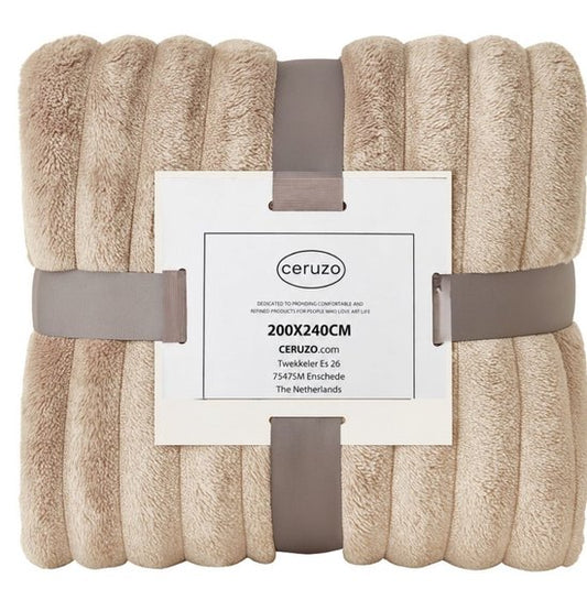 Ceruzo Fleece Deken 200x240 cm - XXL Plaid - Taupebruin - Zacht Fleece - Sprei 2persoonsbed