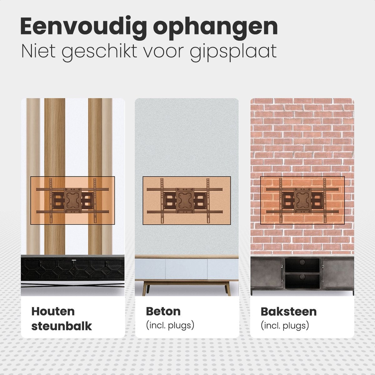 Auronic TV Beugel - Draaibaar en Kantelbaar - 37 tot 70 inch - Tot 60 KG - Zwart
