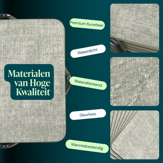 Castagnola Kunstlederen Onderzetters – Onderzetters voor Glazen – Design Onderzetters met Houder – Leren Onderzettersset met metalen houder – Leder – Set van 10 - Gemêleerd Groen - 10x10cm