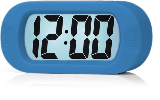 JAP AP17 digitale wekker - Stevige alarmklok - Met snooze en verlichtingsfunctie - Beschermhoes van rubber - Blauw