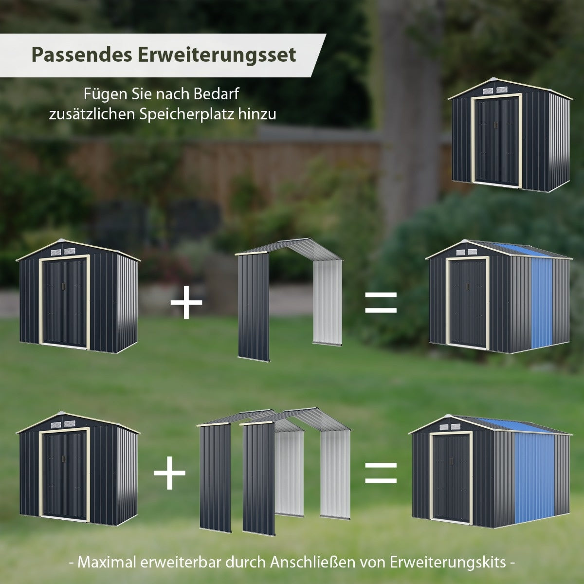 Coast Metalen Tuinhuis Uitbreidingsset - 213 x 162 x 64 cm - Grijs