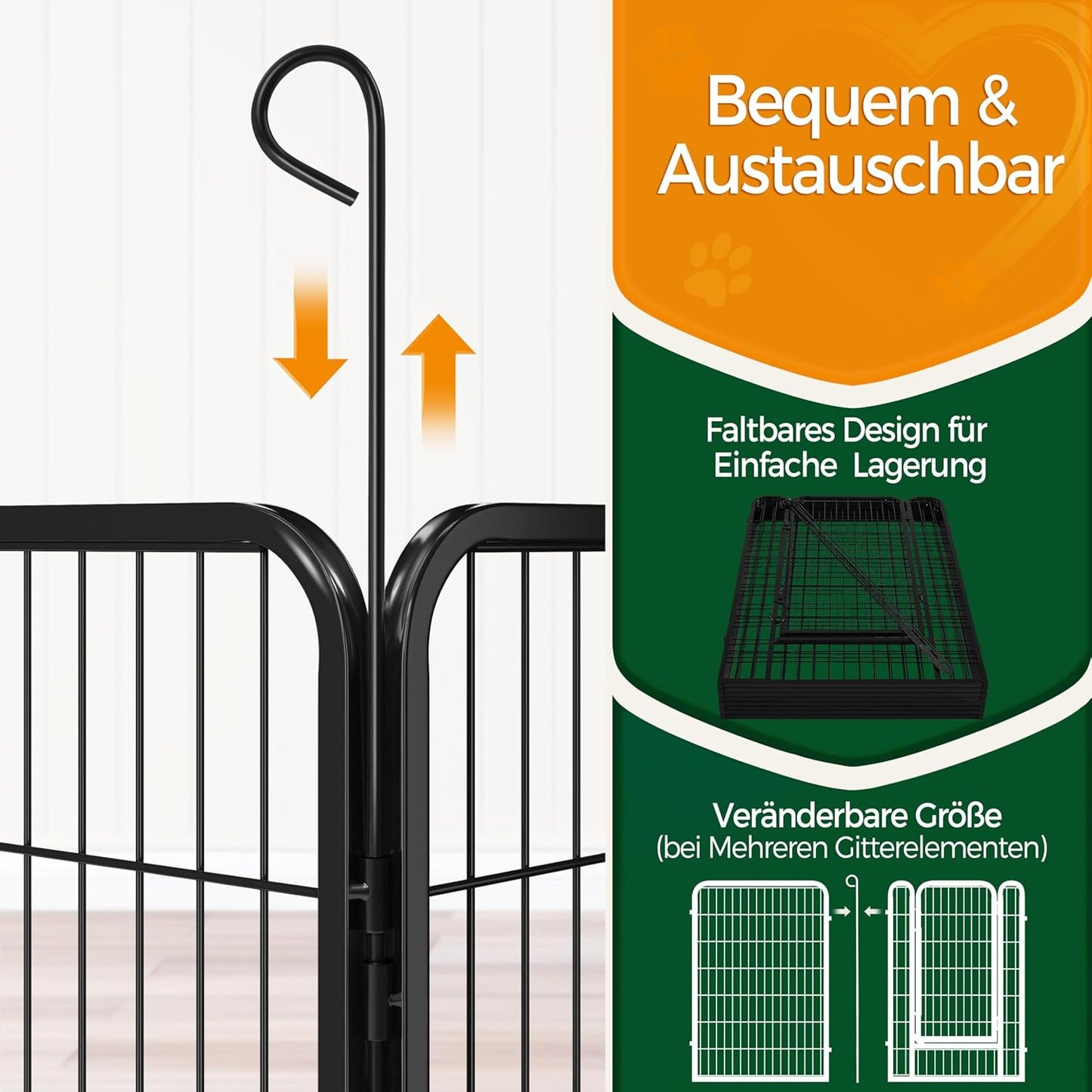 Yaheetech Puppyren 6-delige Metalen Puppyloopstal met Deur - 100 cm Hoog - 68 x 100 cm per Paneel - Zwart