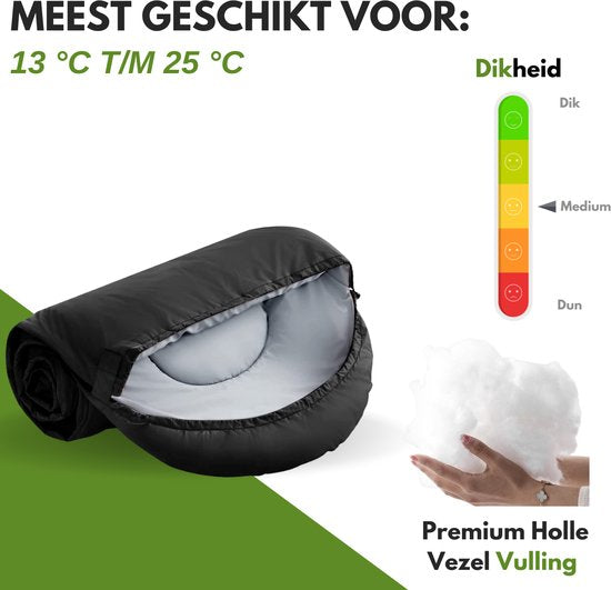Vertrex Tri-Season Adventure Mummy Slaapzak - Slaapzakken Volwassenen - Kamperen - Zwart
