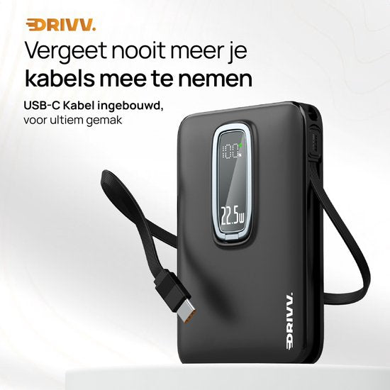 Powerbank 10.000 mAh geschikt voor MagSafe met USB C Kabel - 3 in 1 Ontwerp - 22.5W Draadloze Powerbank - Inclusief 60W Oplaadkabel - Snellaadfunctie - USB & USB C - Zwart