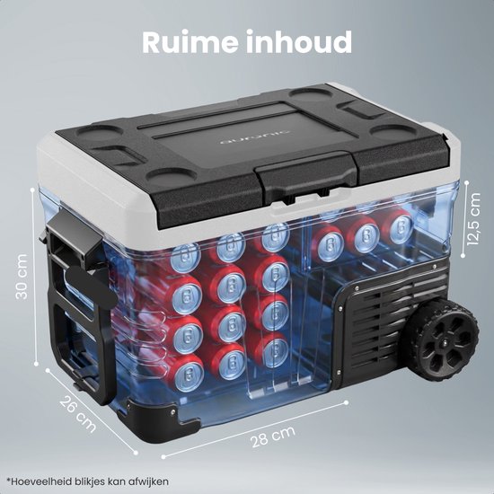 Auronic Elektrische Koelbox - Compressor - 35L - 12V en 240 volt - Camping Koelkast - Frigobox Auto - Zwart