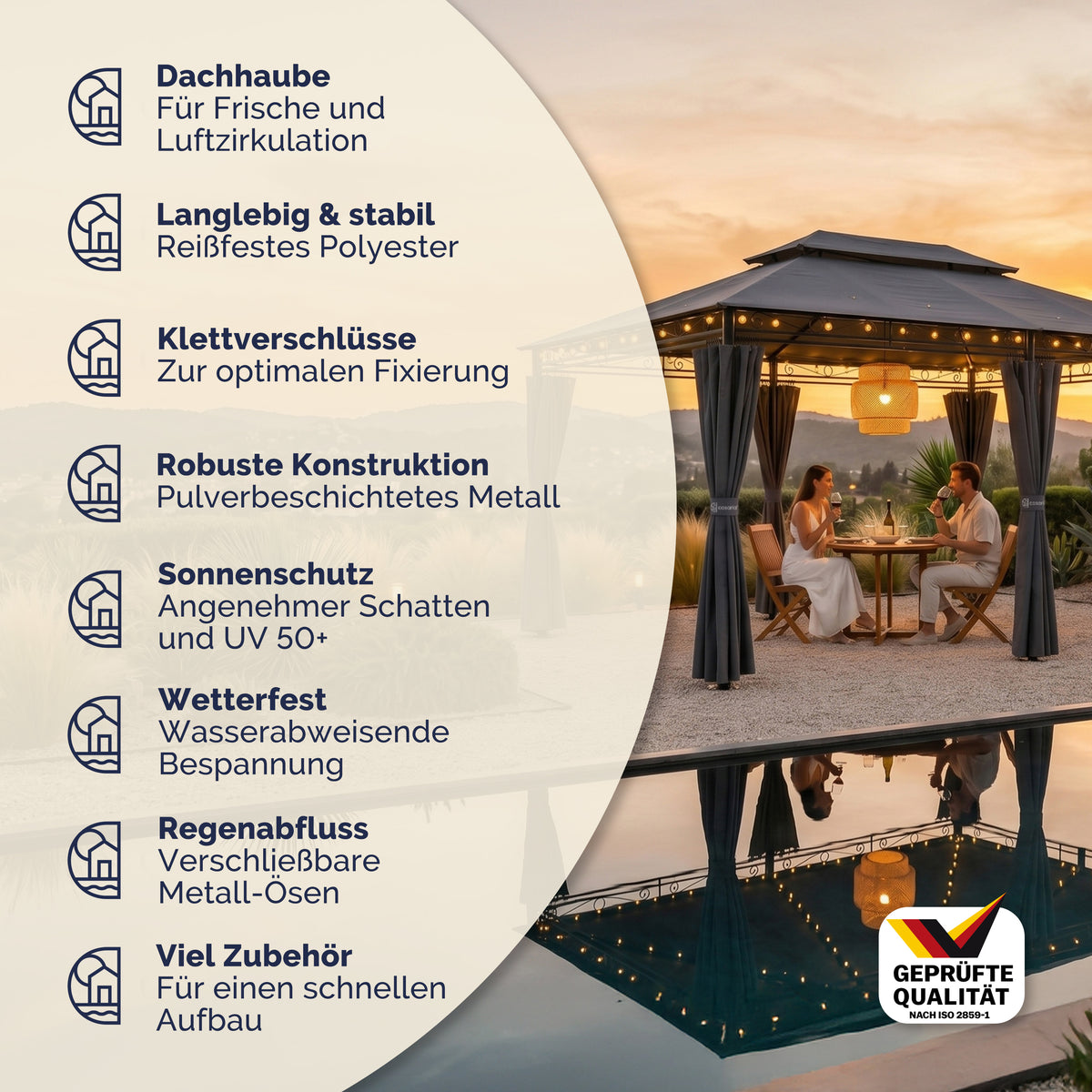 Casaria Topas Paviljoen 3 x 4 m - Met Zijwanden en Ventilatiedak - UV-bescherming 50+ - Stalen Frame - Antraciet