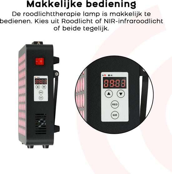 LIROMA® Roodlichttherapie - 2 Golflengten - Timer - LED Infraroodlamp - Infraroodtherapie - Rood licht therapie - Collageen Lamp - Fibromyalgie - Lichttherapie