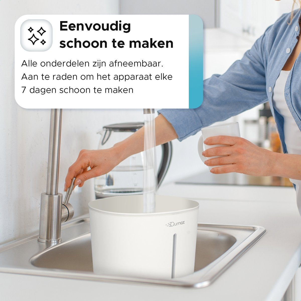 Qumax Luchtbevochtiger met Aromatherapie – Humidifier – Vernevelaar – Verschillende Standen – Stil Ontwerp – 2,8L