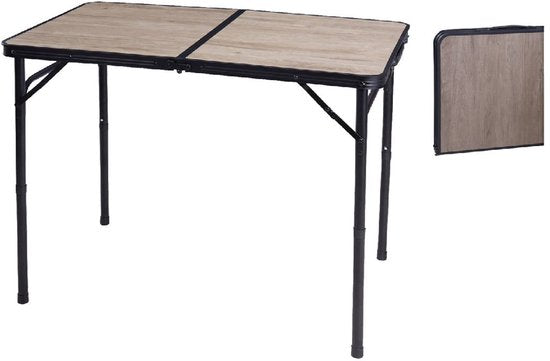 Redcliffs Campingtafel - aluminium - lichtgewicht - hout/zwart - 90 x 60 x 70 cm - verstelbaar/opvouwbaar