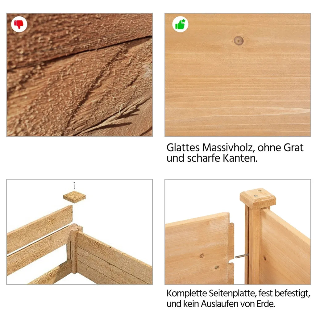 Yaheetech Verhoogde Plantenbak - Houten Moestuinbak - 120,5 x 59 x 76 cm - Lichtbruin