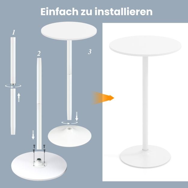 Coast Bistrotafel 2-in-1 – Verstelbare Bartafel en Salontafel Ø60 cm – Wit
