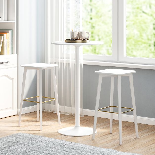 Coast Bistrotafel 2-in-1 – Verstelbare Bartafel en Salontafel Ø60 cm – Wit