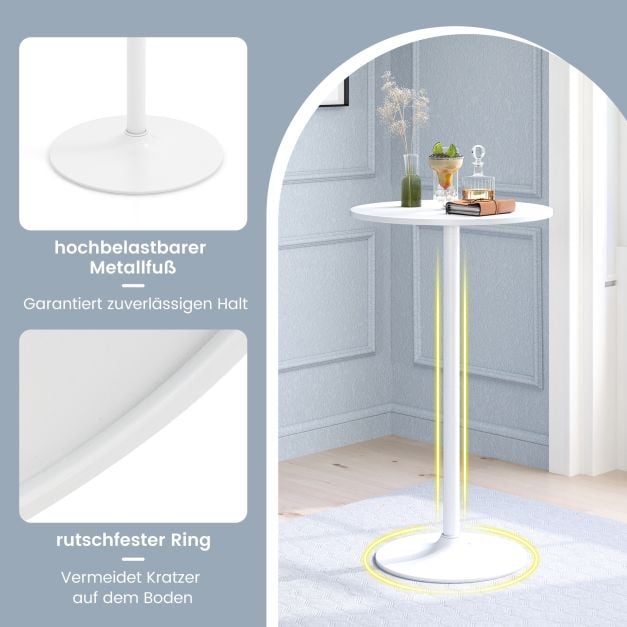 Coast Bistrotafel 2-in-1 – Verstelbare Bartafel en Salontafel Ø60 cm – Wit