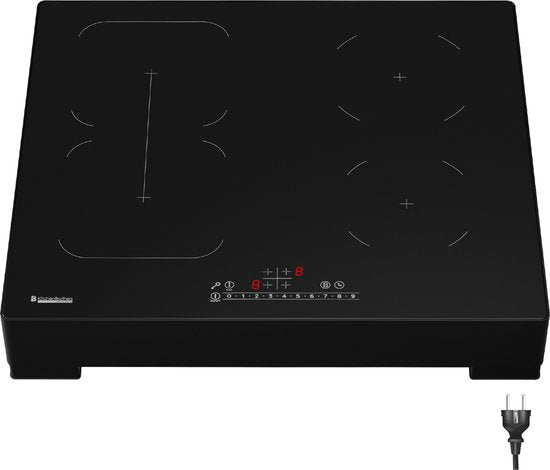 KitchenBrothers Inductie Kookplaat – 4 Zones (1x Flexzone) – Tot 3500W – 1 Fase – 59,5 x 52,5 x 10,9 cm – Zwart