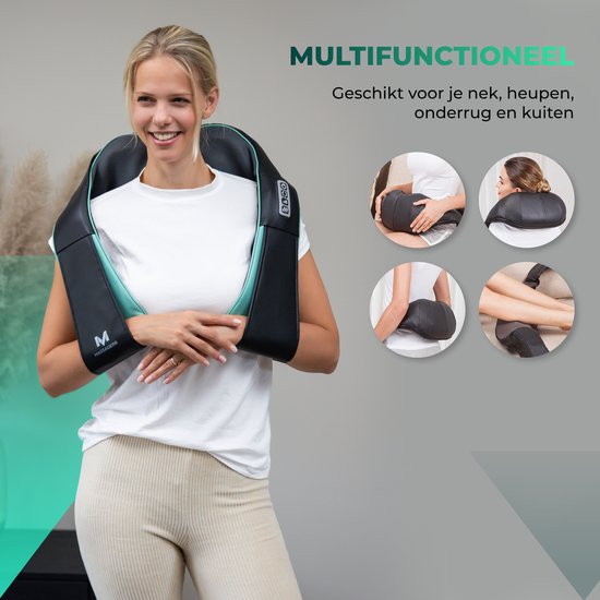 Massagerr® Shiatsu Massagekussen 2.0 – Draadloos - Incl. Draagtas en Stressbal - Massage Apparaat voor Rug, Nek en Schouder – Infrarood Warmtefunctie