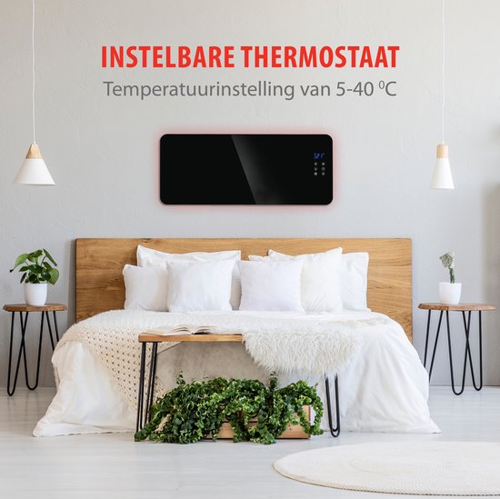 Alpina Convectorkachel - 2000W - 22 m² - 240V - 92 x 24 x 43cm - Zwart