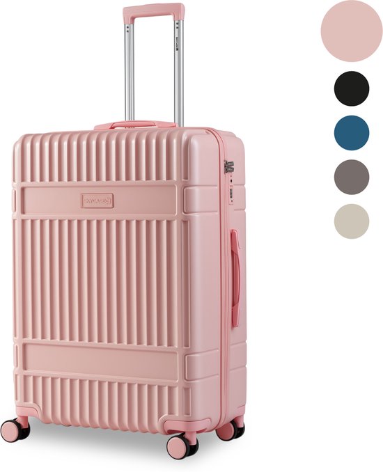 SKYCASES Classic Heritage - Grote Reiskoffer - TSA Slot - 76x52x30 cm - 100L - XL Rolkoffer - 360° geruisloze wielen - Lichtgewicht - Trolley - Roze