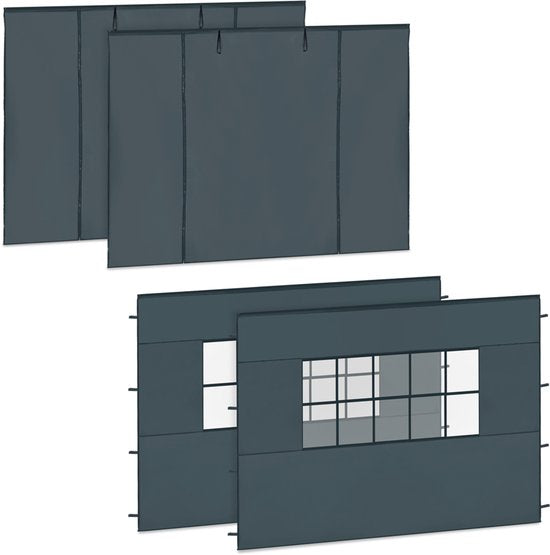 VONROC Zijwanden Set - Voor Premium Partytent PT501XX – Waterdicht - 50+ UV Bescherming - Grijs