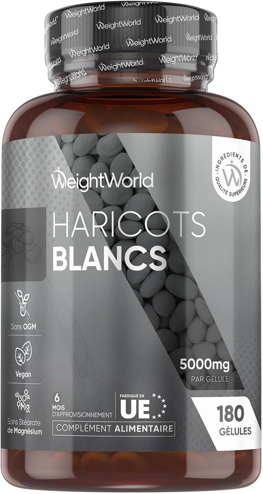 WeightWorld Witte Bonen Extract 5000 mg met Zink & Chroom – 180 Vegan Capsules – 6 Maanden Voorraad – 6,4 x 6,4 x 11,2 cm