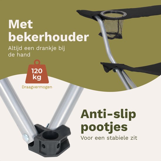 TRVLMORE Campingstoelen - Opvouwbaar - 2-Pack - 120KG Draagvermogen - Incl. Draagtas - Klapstoel - Visstoel - Kampeerstoel - Vouwstoel - Zwart