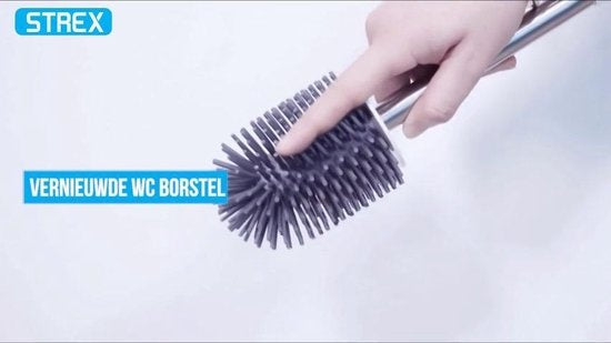 Strex Toiletborstel Siliconen met Houder - Sneldrogend, Hygiënisch & Antibacteriële Werking - WC Borstel - Toilet Borstel Houder