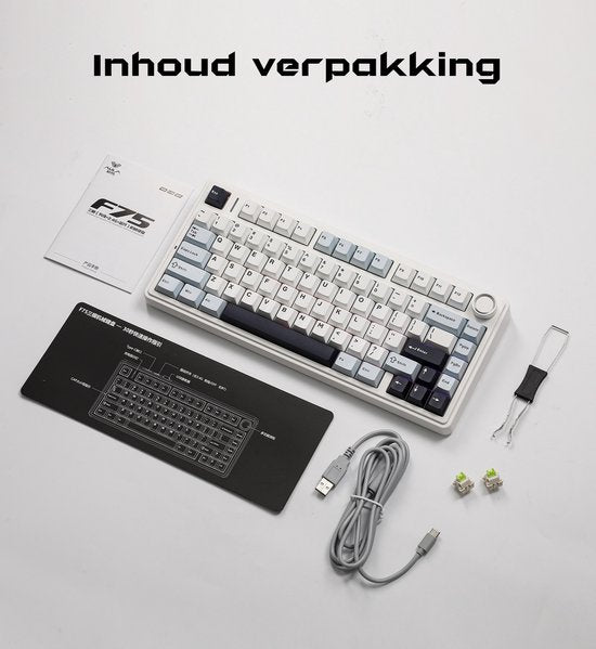 EPOMAKER x AULA F75 - Licht Blauw - Mechanisch Draadloos Toetsenbord - RGB - 75% - Qwerty - Gaming Keyboard - Reaper Switch