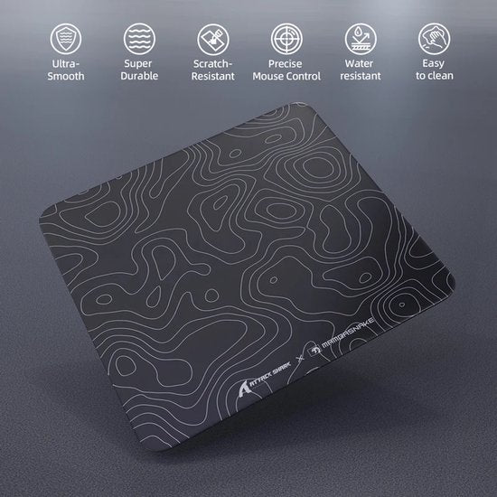 ATTACK SHARK CM05 Tempered Glass Gaming Mouse Pad - Glazen Muismat - Ultra-Smooth Surface - 9H Tempered Glass - 45*40CM - eSport Gaming Mousepad - White Contour Line