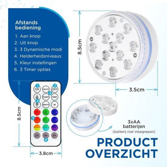 Zwembad Verlichting – Onderwater Lamp – Jacuzzi – LED – Waterproof – Afstandsbediening – 16 kleuren