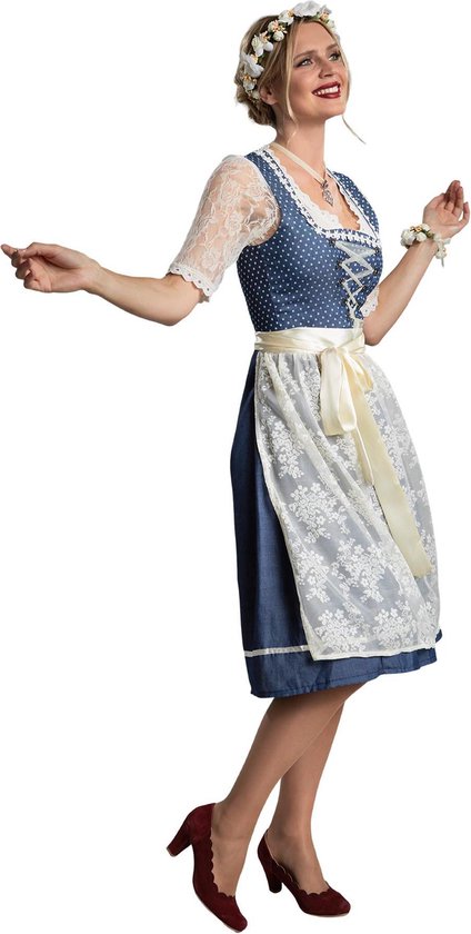 Dressforfun Midi-Dirndl Kleinwalsertal model 2 XXL - verkleedkleding kostuum halloween verkleden feestkleding carnavalskleding carnaval feestkledij partykleding - 304644