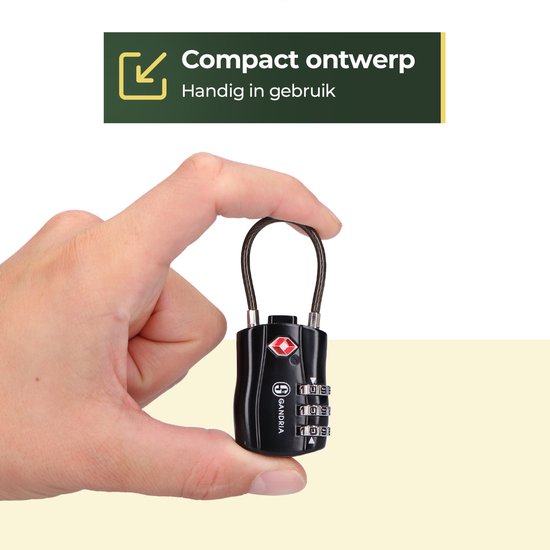 Gandria Hangslot voor op Reis - TSA Slot - Reisslot 2 Stuks - Cijferslot met 3 Cijfers - Kofferslot 3 Cijferig - Zinc Alloy Staal