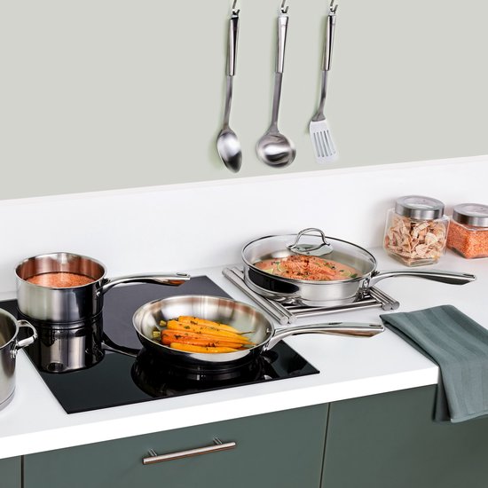 Pan met deksel rvs 24 cm zilver zilver