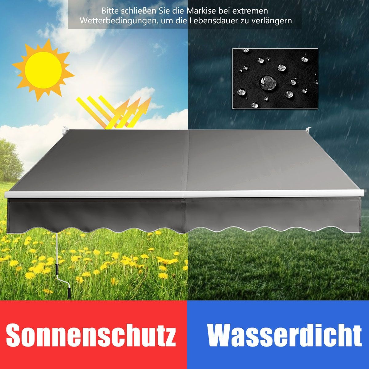 Coast Zonneluifel met Slinger Handmatig - 245 x 200 cm - Grijs
