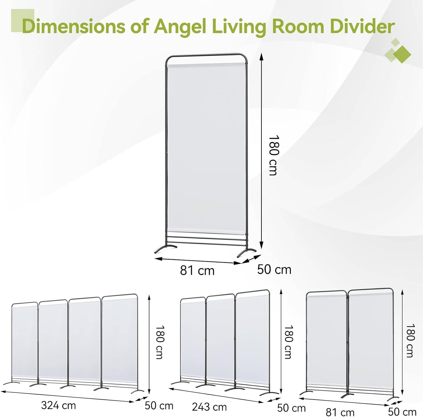 Angel Living Kamerscherm - 1 Paneel - 81 x 180 cm - Wit