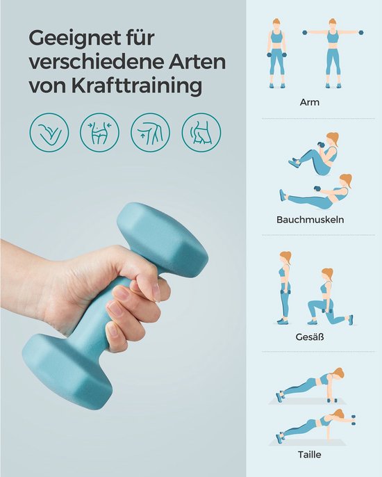 Songmics Dumbbellset - 2-delig - 2x2 kg - Neopreen - Turquoise