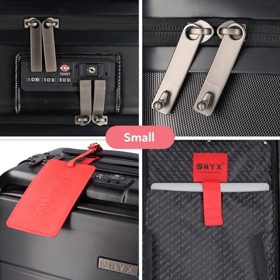 ONYX 2-delige Kofferset - Handbagage met voorvak en Check-in koffer - 35L/100 L - TSA slot - Lichtgewicht Trolley - Aluminium sluiting - Zwart